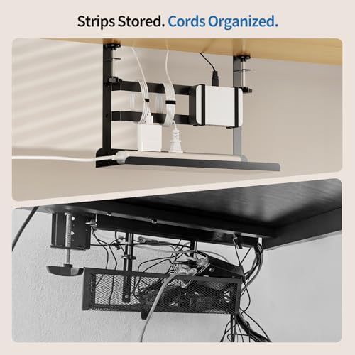 Yecaye Metal Under Desk Cable Management Tray, Clamp-On Desk Shelf - Image 2