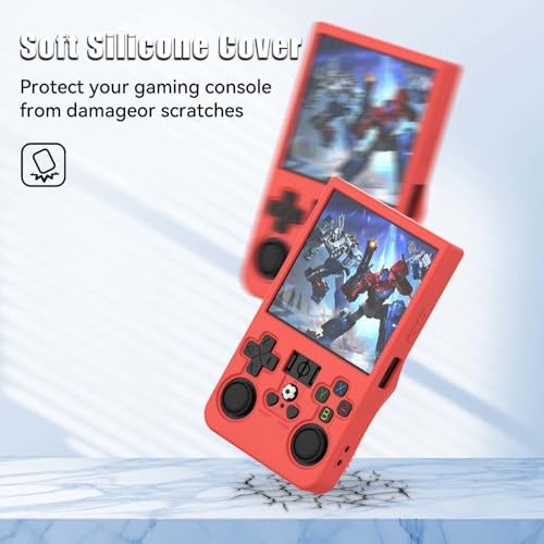 FIOPAZ for R36MAX Silicone Protective Case, Soft Skin for R36 MAX Retro Handheld Game Console Accessories, Anti-Scratch Washable Only for R 36 MAX Sleeve with Lanyard (Red) - Image 4