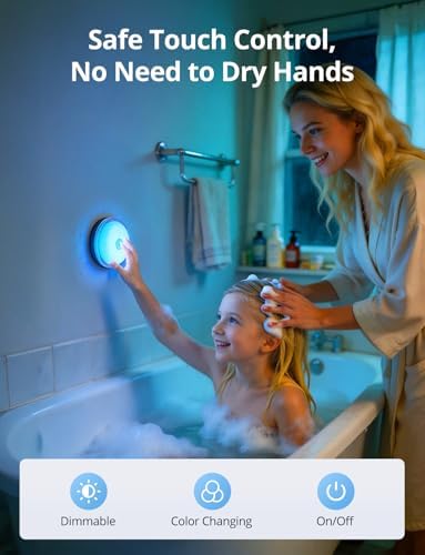 Combuh Rechargeable RGB Ambient Shower Light Waterproof Inside, 15 Color Changing Mood Lighting for Bathroom Bathtub IP65 Waterproof Cordless Battery Operated Stick on Lamp with Remote(Black 2 Pack) - Image 6