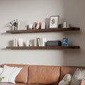 60 inch Long Floating Shelves for Wall,Solid Wood Long Shelves Set of 2,Walnut Rustic Mounted Shelves for Bathroom Bedroom Laundry Room (Walnut, 60 Inch) by ONOTETUT