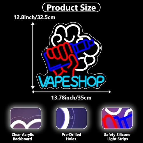 Vape Shop Neon Sign,Electronic Cigarettes Neon Signs for Wall Decor,Vape Signs for Business Smoke Shop Lights Up Sign Logo,Man Cave Bedroom Decor,Bar,Nightclub,Store - Image 5