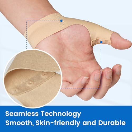 Velpeau 2pcs Durable Thumb Compression Sleeve for Tendonitis, Khaki, L - Image 4
