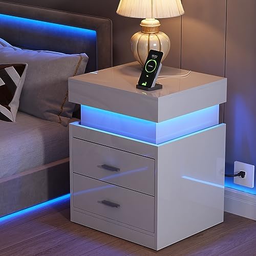 ChooChoo LED Nightstand with Charging Station and Sliding Storage by ChooChoo
