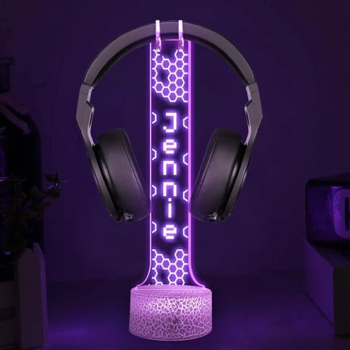 Personalized RGB Light-Up Headphone Holder, Custom Gamer Name Headset for Gamer Desk, Valentine Gift for Him, Gaming Room Decoration, Boyfriend Gifts for Gaming Lovers - Image 2