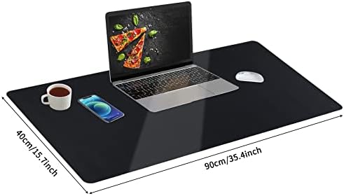 Bloss Leather Desk Pad, Non-Slip Desk Mat, Waterproof Large Mouse Pad, Mouse Mat, Computer Mat for Desk Easy Clean for Office/Home(Black, 35.4" x 15.7") - Image 6