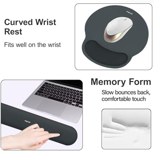 MOSISO Wrist Rest Support for Mouse Pad&Keyboard Set, Slate Gray - Image 4