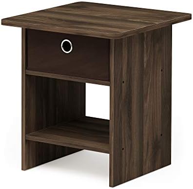 Furinno Dario End Table / Side Table / Night Stand / Bedside Table with Bin Drawer, 1-Pack, Columbia Walnut/Dark Brown - Image 6