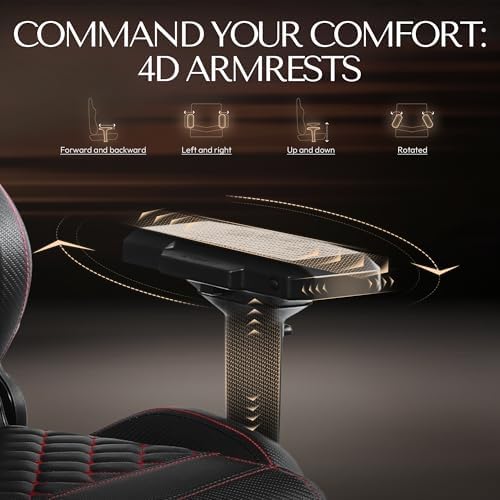Dowinx Gaming Chair Big and Tall, Video Game Chairs with Footrest, PC Gamer Chairs for Adults - Padded High Back Ergonomic Reclining Silla Gamer, 4D Armrest, 400LBS, Black - Image 5