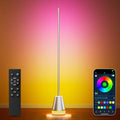 Keepsmile Smart RGB LED Corner Floor Lamp, Bright Standing Lamps for Living Room with APP and Remote,Modern Floor Lamp with Music Sync and 16 Million Colors, Ambient Light for Bedroom Silver by KEEPSMILE