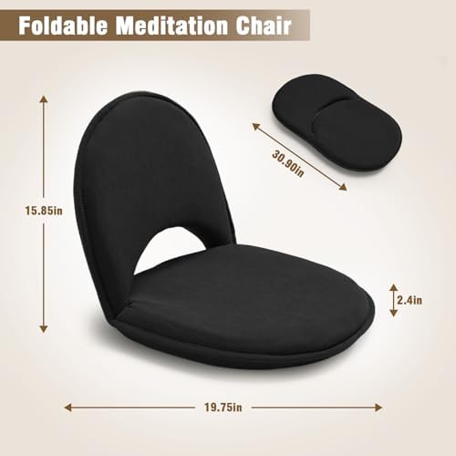 YOUKEEEJOJO Floor Chair 5-Position Adjustable Back Support Chair Foldable Camping, Floor Lounger,Corduroy Fabric, Video-Gaming Reading Watching, Indoor Outdoor Use(Black) - Image 3