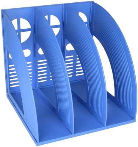 SAYEEC Magazine File Holder Desk Binder Holder Plastic File Sorter Folder Organizer Stand Book Shelf Dividers Vertical Filling Storage Rack Desktop Bookshelf Display Box for Office School Home (Blue) by SAYEEC