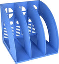 SAYEEC Magazine File Holder Desk Binder Holder Plastic File Sorter Folder Organizer Stand Book Shelf Dividers Vertical Filling Storage Rack Desktop Bookshelf Display Box for Office School Home (Blue) by SAYEEC