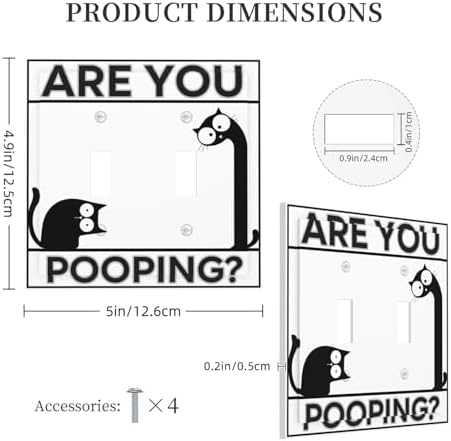 Decorative Light Switch Cover Plate Funny Bathroom Art with Are You Pooping Sign 2 Gang Switch Plate Covers Double Toggle Wall Plate Dual Device Electrical Switchplate Dimmer Faceplate - Image 5