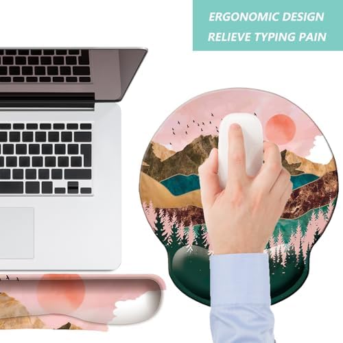 Keyboard Wrist Rest Pad Mouse Pad with Wrist Support Set of 3, Mousepad with Non-Slip Rubber Base, Ergonomic Memory Foam Mouse Wrist Cushion Support for Home Office Laptop Computer Gaming, Sunrise - Image 7