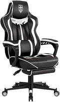 Vonesse Gaming Chair with Footrest,Reclining Computer Gaming Chair for Adults,Big and Tall Gamer Chair with Massage,Ergonomic High Back (White/Black) by Vonesse