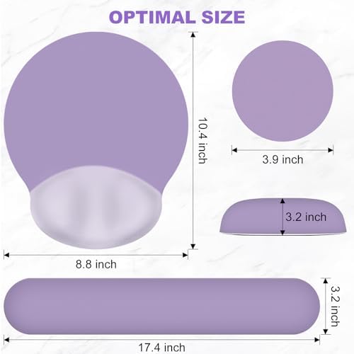 AIMSA Mouse Pad with Wrist Rest Support, Keyboard Wrist Rest Set, Ergonomic Memory Foam Mousepad for Computer Keyboard, Easy Typing and Pain Relief, Purple - Image 7