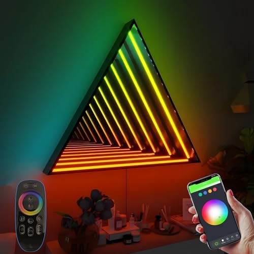 3D Infinity Mirror Light, 12in/30cm Triangle RGB Tunnel Light, 358 LEDs by XQDUPDA