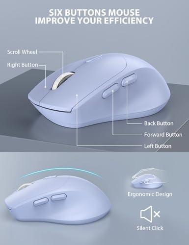 Wireless Keyboard and Mouse Combo - Full-Sized Ergonomic Keyboard with Wrist Rest, Phone Holder, Sleep Mode, Silent 2.4GHz Cordless Keyboard Mouse Combo for Laptop, Computer, PC, Mac, Windows -Trueque - Image 6