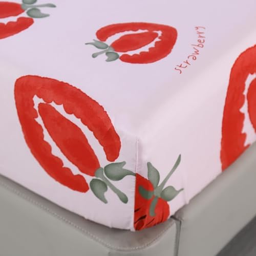 SDIII 4PCS Pink Strawberry Sheets Set Twin, Soft Microfiber Strawberry Sheets Twin Size, Cute Fruit Bedding Sheet Set for Girls Boys Kids and Teens - Image 3