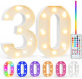 Pooqla 30th Birthday Decorations for Her Him, 35 Colors LED Light Up Numbers with Remote, Multicolor Marquee Numbers 30 Sign for Party Wedding Anniversary Decor 30th Birthday Gift, Number 30 by Pooqla