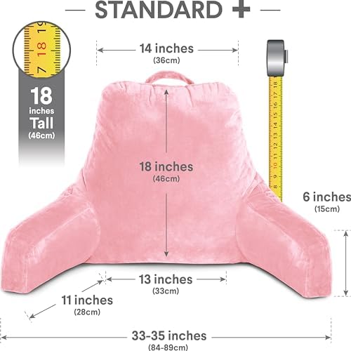Husband Pillow Pink, Original Reading Pillow in Bed Rest Chair, Shredded Memory Foam Large Lounge Cushion Adult Backrest with Arms, Comfy Back Support for Sit Sitting Up, Washable/Removable Cover - Image 4
