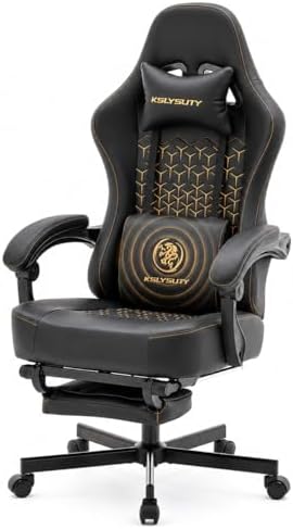 Office Desk Computer Gaming Chair for Adults, Ergonomic High Back Gamer Chair with Massage and Pocket Spring Cushion, Swivel Comfy Video Game Chairs with Footrest and Lumbar Support (Pro Black) by Wismestr