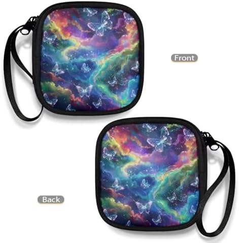 Starry Night Butterfly Earphone Case Earbuds Small Carrying Cases Portable Headphone Organizer Storage Pouch Bag with Handle - Image 4