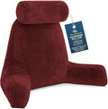 Husband Pillow XXL The Original for Adults - 30" Tall Backrest for Sitting Up in Bed - Firm Support Reading & Bed Rest Pillows for Adults, Neck Roll, Removable Cover - TV - Maroon by HusbandPillow