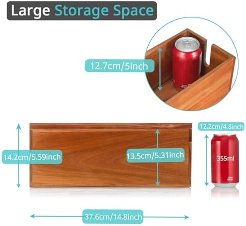 Large Cable Management Box, Wooden Cord Organizer Box for Desk, Floor, Office to Hide Extension Cords Power Stripes Surge Protectors Chargers Wires, Red Brown - Image 3