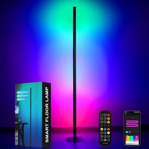 VZZNN SurPlife LED Corner Floor Lamp - Smart RGB Corner Lamp with App & Remote 16 Million Colors & 68+ Scene, Music Sync, Timer Setting - Ideal for Living Rooms, Bedrooms, and Gaming Rooms by VZZNN