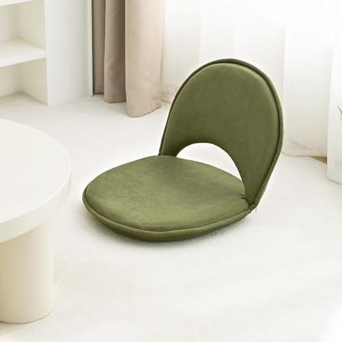 YOUKEEEJOJO Floor Chair 5-Position Adjustable Back Support Chair Foldable Camping, Floor Lounger,Corduroy Fabric, Video-Gaming Reading Watching, Indoor Outdoor Use(Green) - Image 7