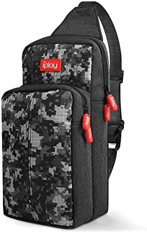 Backpack Carrying Travel Bag for Nintendo Switch/2/Lite/OLED/Console/Dock/Joy-Cons&Accessories Storage, Portable Nylon Waterproof Crossbody Shoulder Chest Sling Side Gaming Bag for Men, Camouflage by Unknown