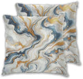 Liquid Marbling Background Pillowcase Set of 2 Gold and Teal Marble Throw Pillow Covers Shells for Couch Office Bedroom Home Decoration, 22"X22" by Abucaky