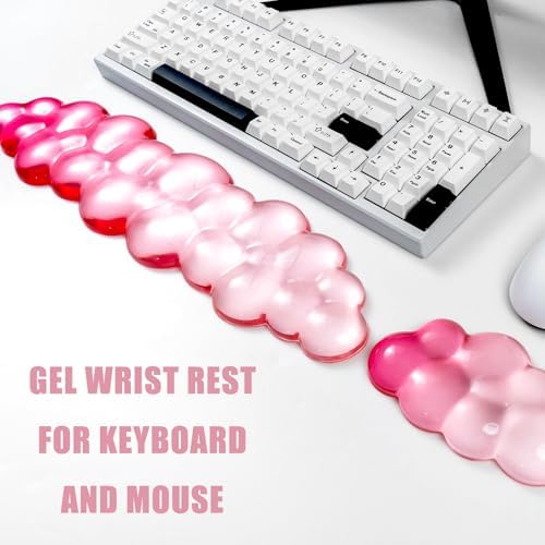 Gel Keyboard and Mouse Wrist Rest, Cloud Wrist Pad for Computer Keyboard | White Pink Wrist support for Keyboard 60%/68%/75%,Cloud Wrist Rest,Keyboard Cushion, Comfort & Support for Typing and Gaming - Image 4