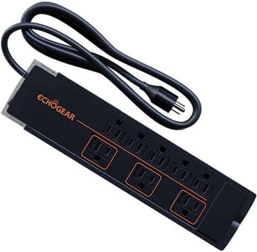 ECHOGEAR ShockBlocker 8 Outlet Surge Protector Power Strip - Slim Design Can Power & Protect Your Entire TV, Office, Or Gaming Setup - Advanced Surge Suppressor with 3420 Joules of Protection by ECHOGEAR