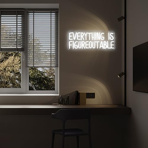 Mutank Everything is Figureoutable Neon Sign, USB Powered Dimmable LED Motivational Neon Light, for Inspirational Office Decor Workspace School Room Desk Wall Decor, Gift For Entrepreneur(15.7*6.2 in) - Image 5