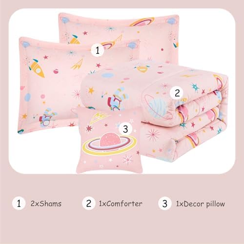 Full Size Bedding Sets for Girls - 4 Pieces Space Full Comforter Sets - Image 5