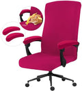 Stretch Computer Office Chair Cover with Armrest Covers Durable Zipper Universal Washable Removable Spandex Rotating Boss Chair Slipcovers Anti-dust Soft Desk Chair Seat Protector, Hot Pink by DivaenCamino