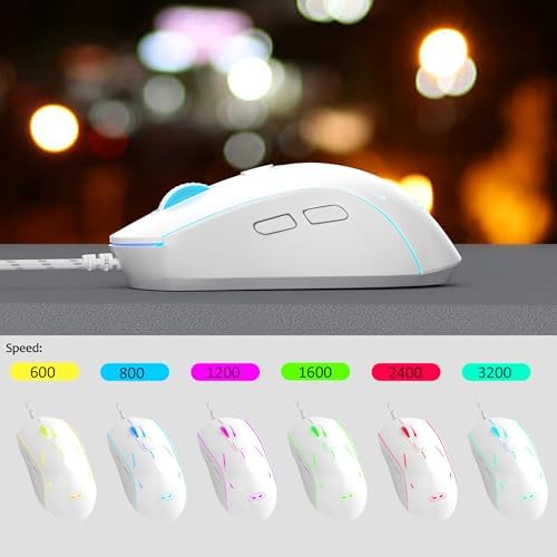 MageGee GT838 Gaming Keyboard and Mouse Combo, 104 Keys RGB Backlit Quiet Wired Keyboards for Laptop PC MAC, with Number Pad, Metal Panel, Anti-Ghosting, White Blue - Image 3