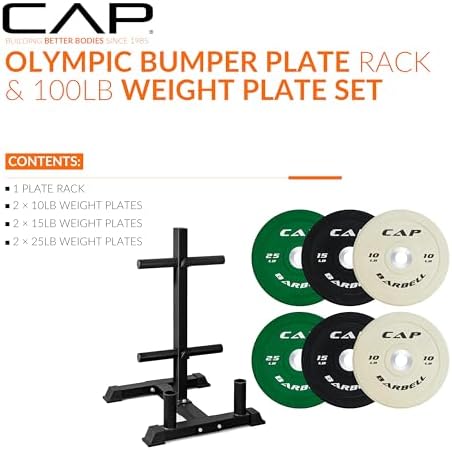 CAP 2-inch Olympic Bumper Plate Weight Set | 100-370 lbs | Multiple Colors | Storage Rack Optional - Image 2