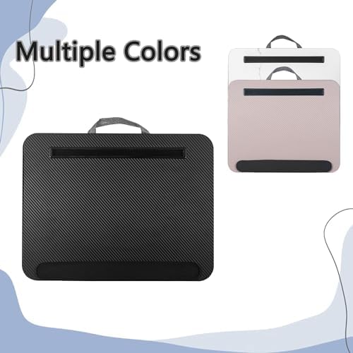 Portable Laptop Desk Fits Up to 16“ Laptops, with Tablet Slot, Built-in Cushion, Great for Home & Office,Lap Desk for Laptop,Lap Desk with Cushion (Black with Wrist Rest, Medium) - Image 3
