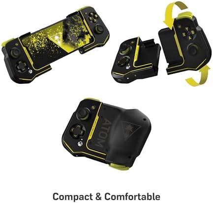 Turtle Beach Atom Mobile Game Controller with Bluetooth for Cloud Gaming on Xbox Game Pass with Android Mobile Devices - Compact Shape & Console Style Controls – Black/Yellow - Image 3