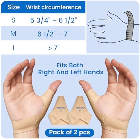 Velpeau 2pcs Durable Thumb Compression Sleeve for Tendonitis, Khaki, L - Image 6