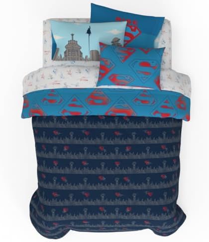 Superman DC Comics Kids Bedding Super Soft & Cozy Reverisble Microfiber Comforter and Sheet Set with Sham, 7 Piece Full Size, (Officially Licensed Product) By Franco - Image 2