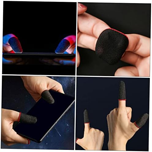 10 Pcs Anti-Sweat Finger Cots for Gaming Refreshing Finger Sleeves Stylish Red Trim Silver Fiber Material for Mobile Gamers - Image 6