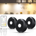 WILLED Puck Lights with Remote Control,3 Colors Under Cabinet Lighting Wireless,Rechargeable Battery LED Tap Light,Timer Function Stick On Lights for Kitchen,Cabinet,Counter,Closet, Shelf,3 Pack by WILLED