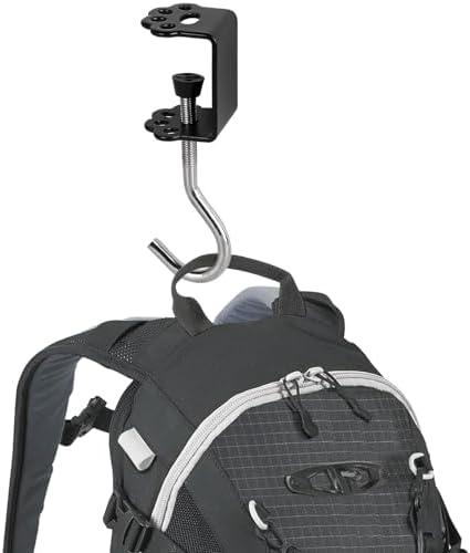 Desk Mount Bag Holder Hook Clamp-On Backpack Hanger Portable Headphones Holder, Reduce Desk Clutter, Black (Pack of 2) - Image 2