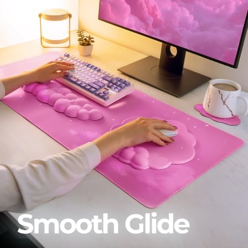 TheTrulyCharter- Cloud Wrist Rest Keyboard, Mouse Pad, Wrist Rest for Computer Keyboard, Cloud Drink Coaster and Simple Mouse Pad. (Pink- hot) - Image 6