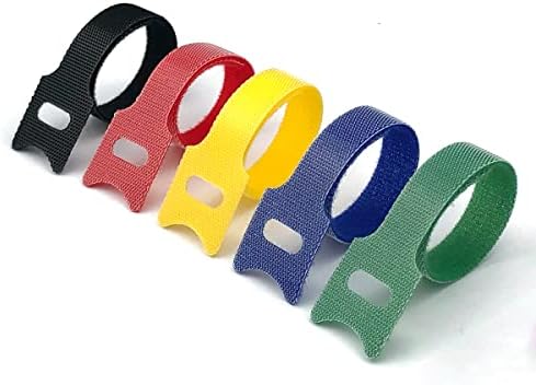 100 Pack 5 Color Reusable Cable Ties Multi Color Releasable Cable Straps Adjustable Hook and Loop Colorful Cable Wire Tidy for PC Cable Management - Image 4