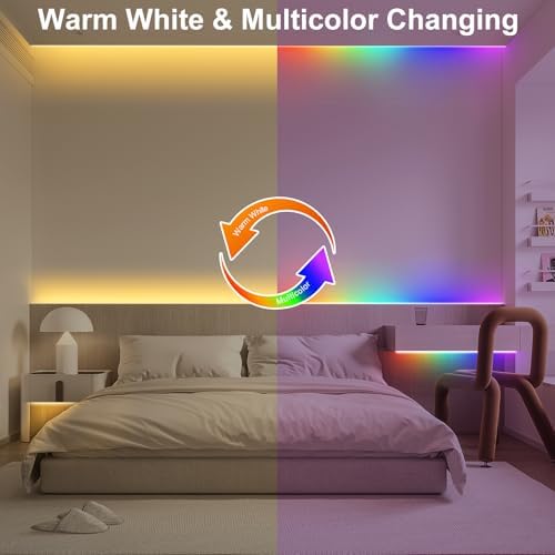 echosari LED Strip Lights Battery Operated, 10Ft 108 LED Dual Color Changing Strip Lights with Remote Cuttable Adhesive Lights Strip for Bedroom Party Decoration (Warm White & Multicolor) - Image 4